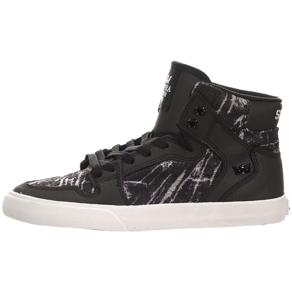 Baskets Montantes Supra Vaider Noir Grise Black/Print-White Femme | CTR-71127193